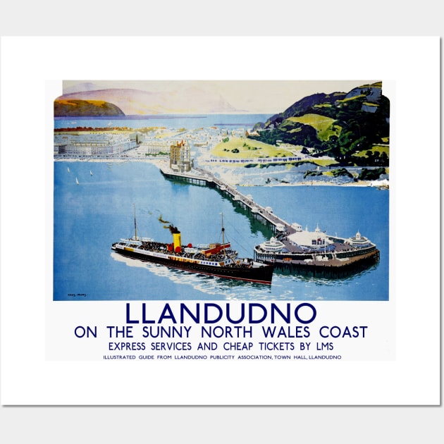 Vintage British Railways Travel Poster for Llandudno Wall Art by Random Railways